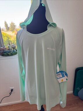 Columbia Mint Green Hooded Long Sleeve Sun Shirt,size Large ,new with tag